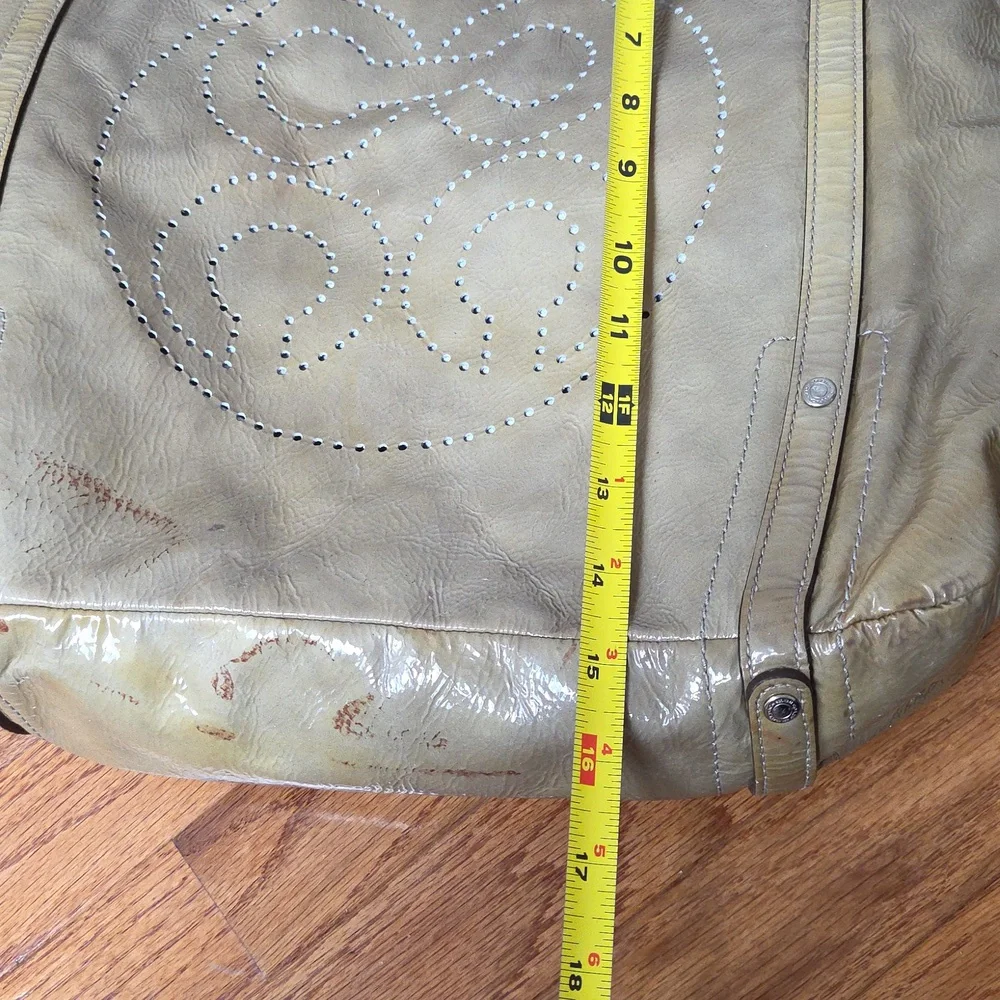 Coach Audrey 17036 Patent Leather Slouchy Tote Bag Distressed
